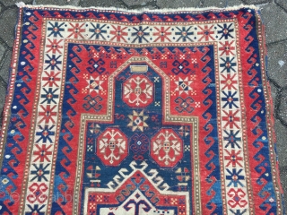 Antique Caucasian Fachralo prayer rug, age: 19th century. Size: 182x115cm / 6ft x 3'8''ft , some spots of wear, still a very nice rug.         