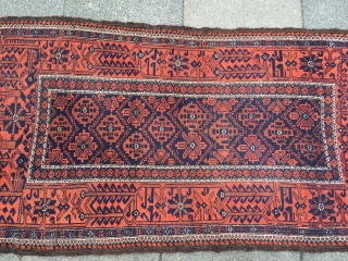 Antique Baluch rug from the 19th century, beautiful border design. Size: ca. 170x87cm / 5'6''ft x 2'9''ft                