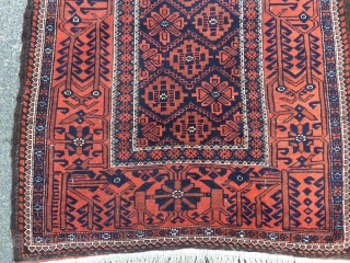 Antique Baluch rug from the 19th century, beautiful border design. Size: ca. 170x87cm / 5'6''ft x 2'9''ft                