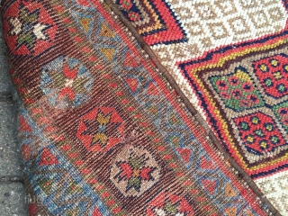 Very decorative antique Kurdish tribal runner,19th century size: ca. 435x102cm / 14'3''ft x 3'3''ft wool on wool, sides and ends rebound.  www.najib.de
          