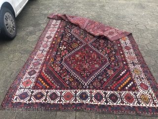 Beautiful antique Qashqai tribal rug from Southwest Persia, large size: 305x105cm / 10ft x 6'1''ft                  