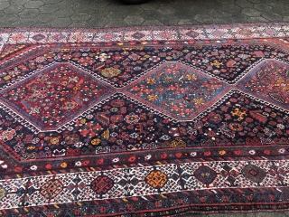 Beautiful antique Qashqai tribal rug from Southwest Persia, large size: 305x105cm / 10ft x 6'1''ft                  