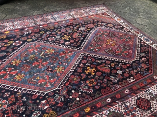 Beautiful antique Qashqai tribal rug from Southwest Persia, large size: 305x105cm / 10ft x 6'1''ft                  