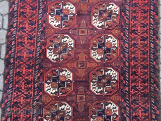 A Baluch interpretation of a Turkmen Tekke pattern: antique Baluch rug, size: ca 197cm x 102cm / 6'5''ft x 3'4''ft             