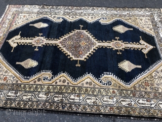 Antique Persian Malayer rug, size 225x155cm / 7'4''ft by 5'1''ft, very nice navy blue field.                  