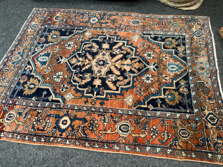 A very nice small antique Persian Heriz rug, size ca. 190x140cm / 6’3ft by 4‘6ft http://www.najib.de
                 