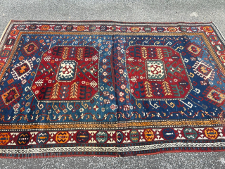 Antique Caucasian Chajli rug, size: 250x157cm / 8‘2ft by 5‘2ft the rug was cut and shut in the middle. Still a very nice rug.         