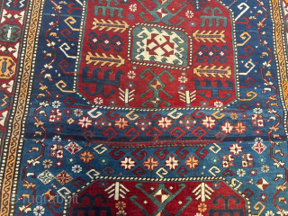 Antique Caucasian Chajli rug, size: 250x157cm / 8‘2ft by 5‘2ft the rug was cut and shut in the middle. Still a very nice rug.         