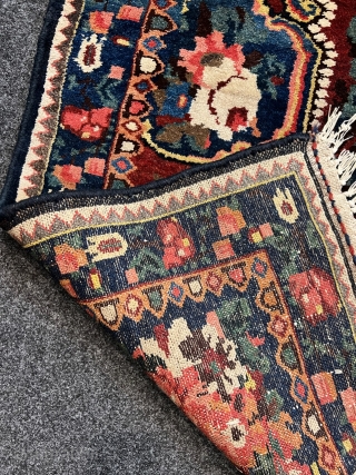 For flower lovers: A fine antique Persian Bakhtiary rug displaying a garden full of roses. This rug was woven in the village of Paradombeh, the design is inspired by French Aubussons. Age:  ...