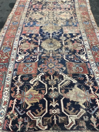 Early archaic Northwest Persian or Kurdish rug. Age: circa 1800, size: ca. 530x180cm / 17'4''ft x 6ft . Very old, some obvious condition problems         