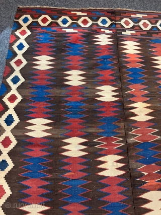 A very nice antique Persian kilim from the Veramin region. Age: 19th century. All natural colors, size: ca. 267x183cm / 8'8''ft x 6ft http://www.najib.de         