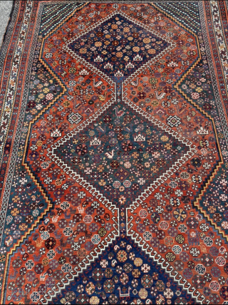 Antique Qashqai tribal rug from Southwest Persia. Age: 19th century. Size: circa 305x180cm / 10ft by 6ft http://www.najib.de               