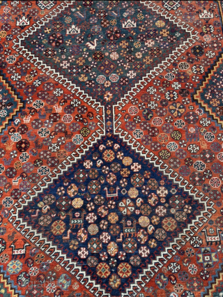 Antique Qashqai tribal rug from Southwest Persia. Age: 19th century. Size: circa 305x180cm / 10ft by 6ft http://www.najib.de               