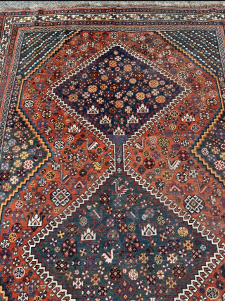 Antique Qashqai tribal rug from Southwest Persia. Age: 19th century. Size: circa 305x180cm / 10ft by 6ft http://www.najib.de               