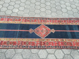 Antique Kurdish runner from Northwest-Persia, wool on wool foundation. Very decorative, size: ca. 525x102cm / 17'3''ft x 3'3''ft , one old repair at one end. www.najib.de       