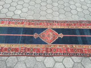 Antique Kurdish runner from Northwest-Persia, wool on wool foundation. Very decorative, size: ca. 525x102cm / 17'3''ft x 3'3''ft , one old repair at one end. www.najib.de       