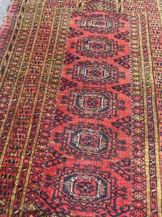 Rare antique Turkmen prayer rug or so called Salachak / Namazlik, size: ca. 120x83cm / 4ft by 2’8ft age: circa 1900            