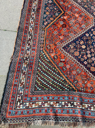 A very nice antique Qashqai tribal rug from Southwest Persia. Age: 19th century, large size ca. 305x180cm / 10ft by 6ft http://www.najib.de           