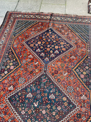 A very nice antique Qashqai tribal rug from Southwest Persia. Age: 19th century, large size ca. 305x180cm / 10ft by 6ft http://www.najib.de           