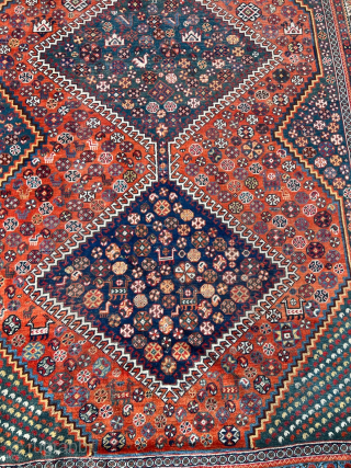 A very nice antique Qashqai tribal rug from Southwest Persia. Age: 19th century, large size ca. 305x180cm / 10ft by 6ft http://www.najib.de           