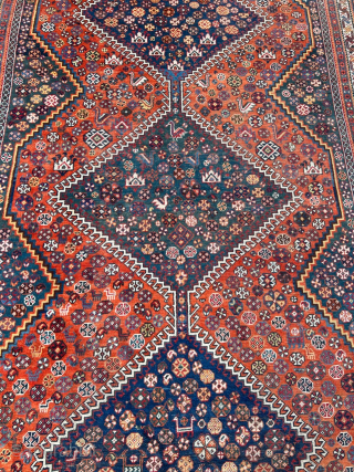 A very nice antique Qashqai tribal rug from Southwest Persia. Age: 19th century, large size ca. 305x180cm / 10ft by 6ft http://www.najib.de           