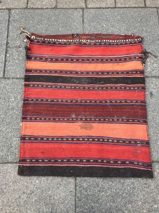 Antique Persian Veramin grainbag, finely woven in Sumakh technique. Size: ca. 86x73cm / 2'8''ft x 2'4''ft                 