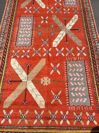 Antique Khotan rug, unusual design. Size: ca.: 310x160cm / 10’2ft by 5’3ft Age: circa 1920. http://www.najib.de                 