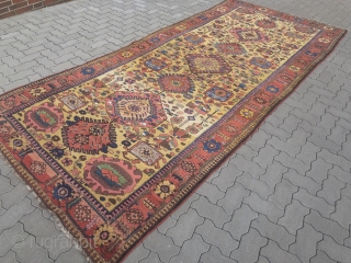 Antique Persian Bakhtiary tribal rug woven on wool foundation. Age: 19th century. Shiny wool and beautiful natural colors, size: circa 390x174cm / 12'8''ft x 5'7''ft        