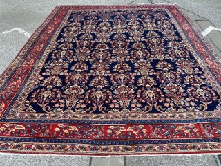  A fine antique Persian Tabriz carpet with cypress design, size: ca. 425x335cm / 14ft by 11ft www.najib.de               