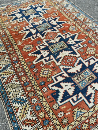 Antique Caucasian Leshgi rug, size: 160x113cm / 5‘3ft by 3‘7ft http://www.najib.de                      
