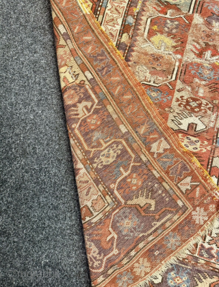 Very old antique Anatolian Melas rug, circa 200 years old. Beautiful Aubergine Color. Some condition problems but still very collectable             