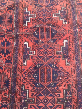 Antique Baluch rug with beautiful "crab" border. Size:150x98cm / 4'9''x3'2''ft www.najib.de                      