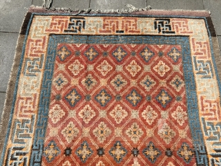 From an old German estate: Antique Chinese Ningh Xia rug, size: ca. 218x163cm / 7’2ft by 5’4ft condition as found. http://www.najib.de            