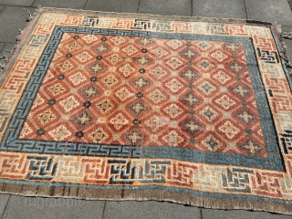 From an old German estate: Antique Chinese Ningh Xia rug, size: ca. 218x163cm / 7’2ft by 5’4ft condition as found. http://www.najib.de            