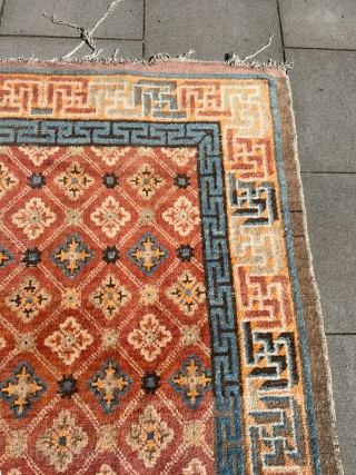 From an old German estate: Antique Chinese Ningh Xia rug, size: ca. 218x163cm / 7’2ft by 5’4ft condition as found. http://www.najib.de            
