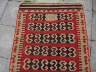 Antique Anatolian Konya prayer Kilim . 19th century. Size : ca 120cm x 90cm ( 4ft x 3ft ) Rather unusual prayer Kilim , no classical Mihrab like most prayer Kilims but  ...