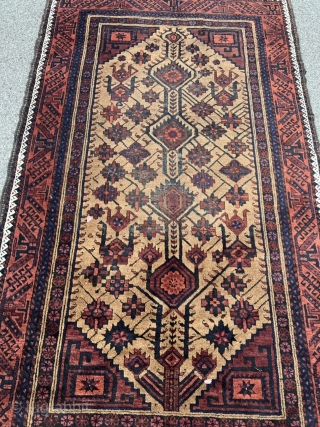 Antique Ferdows Baluch rug from the 19th century, beautiful drawing. Size: ca. 215x122cm / 7ft by 4ft Very nice collector’s item. The black in the middle is corroded. www.najib.de    