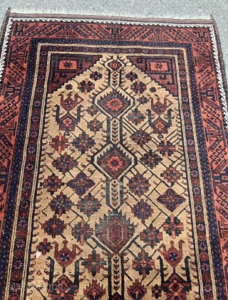 Antique Ferdows Baluch rug from the 19th century, beautiful drawing. Size: ca. 215x122cm / 7ft by 4ft Very nice collector’s item. The black in the middle is corroded. www.najib.de    