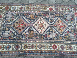 Antique Shekarlu Qashqai tribal rug from Southwest-Persia with lots of birds and animals, age: circa 1900. size: ca. 235x135cm / 7'7''ft x 4'4''ft          