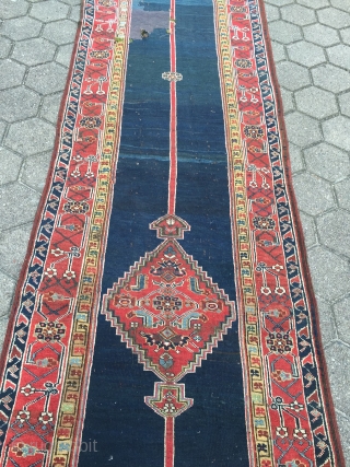Antique Kurdish runner from Northwest-Persia, wool on wool foundation. Very decorative, size: ca. 525x102cm / 17'3''ft x 3'3''ft , old repair at one end (see pictures).       