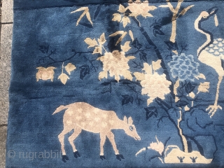 A lovely Chinese pictorial rug with deers and birds. Size: ca. 150x95cm / 5ft x 3'1''ft                 