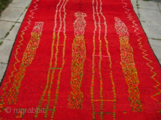 Semi-Antique Morroccan Berber carpet , highly decorative Morroccan tribal art . Size : 380cm x 195cm ( 12'5'' x 6'4'' )            