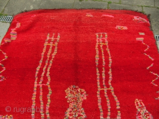 Semi-Antique Morroccan Berber carpet , highly decorative Morroccan tribal art . Size : 380cm x 195cm ( 12'5'' x 6'4'' )            