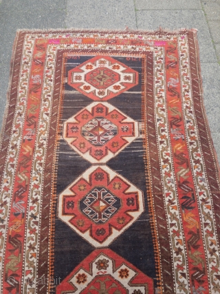 Antique Caucasian Karabagh rug, size: 220x120cm / 7'2''ft x 4ft                       