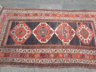 Antique Caucasian Karabagh rug, size: 220x120cm / 7'2''ft x 4ft                       