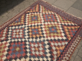 Antique Southpersian Qashqai kilim, 19th century, all natural colors. Size: 315x175cm / 10'4''ft  x 5'8''ft                 