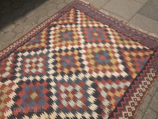 Beautiful antique Southpersian Qashqai kilim, 19th century, all natural colors. Size: 315x175cm / 10'4''ft x 5'8''ft                 