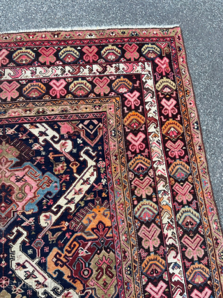 A large antique Caucasian Karabagh rug, archaic design. Size: ca. 435x210cm / 14‘3ft by 7ft http://www.najib.de  Whatsapp: +49 177 8850135            