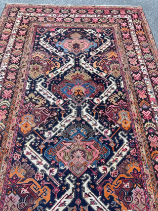 A large antique Caucasian Karabagh rug, archaic design. Size: ca. 435x210cm / 14‘3ft by 7ft http://www.najib.de  Whatsapp: +49 177 8850135            