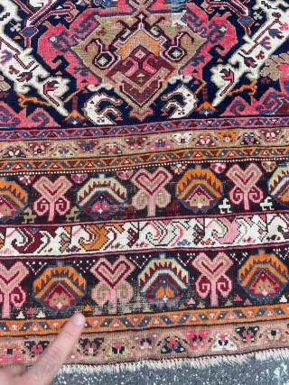 A large antique Caucasian Karabagh rug, archaic design. Size: ca. 435x210cm / 14‘3ft by 7ft http://www.najib.de  Whatsapp: +49 177 8850135            